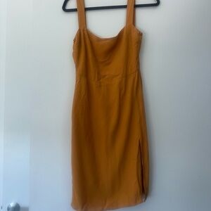 Reformation Ochre Midi Slip Dress with Side Slit